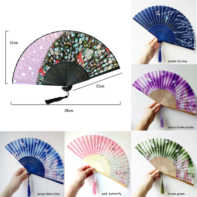 Party Decor Vintage Retro Style Fashion Chinese Japanese Folding Fan 1 Pcs Pattern Art Craft Gift Wedding Dance Hand Fan
