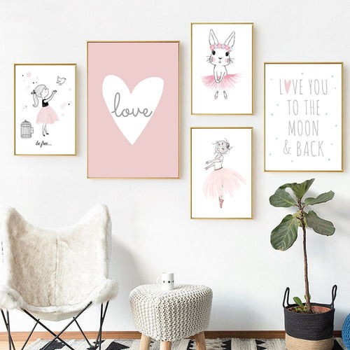 Kids Room Cartoon Poster Children Poster Baby Girl Room Decor Wall Art Paintings Nursery Paintings for Living Room Wall Unframed