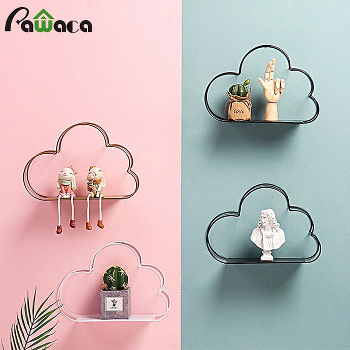 Nordic Style Cloud Shape Wall Hanging Shelf Metal Wall Floating Shelf Storage Rack Figurines Display Crafts Shelves Home Decor
